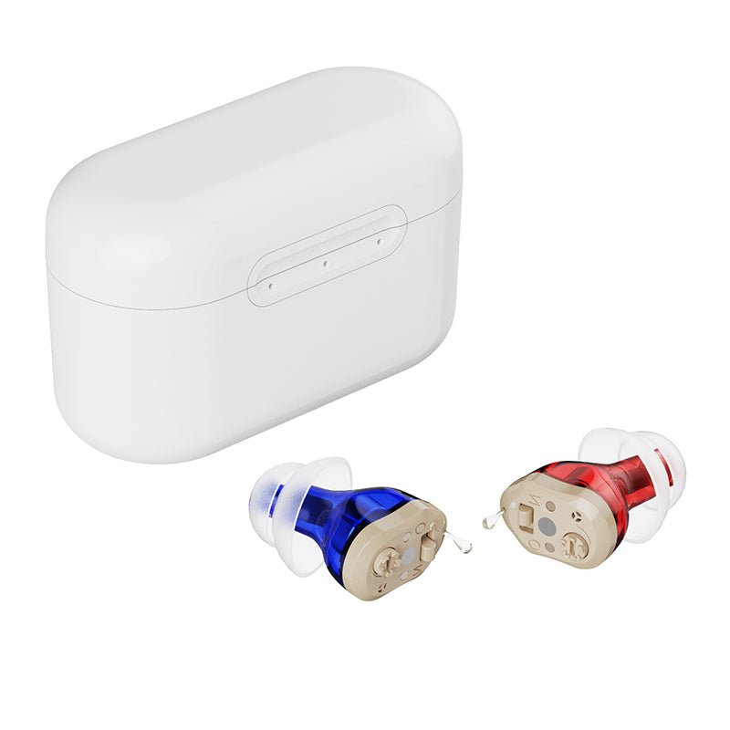 Clarity CIC Rechargeable Hearing Amplifiers (Red & Blue Edition) - jdhealthtech