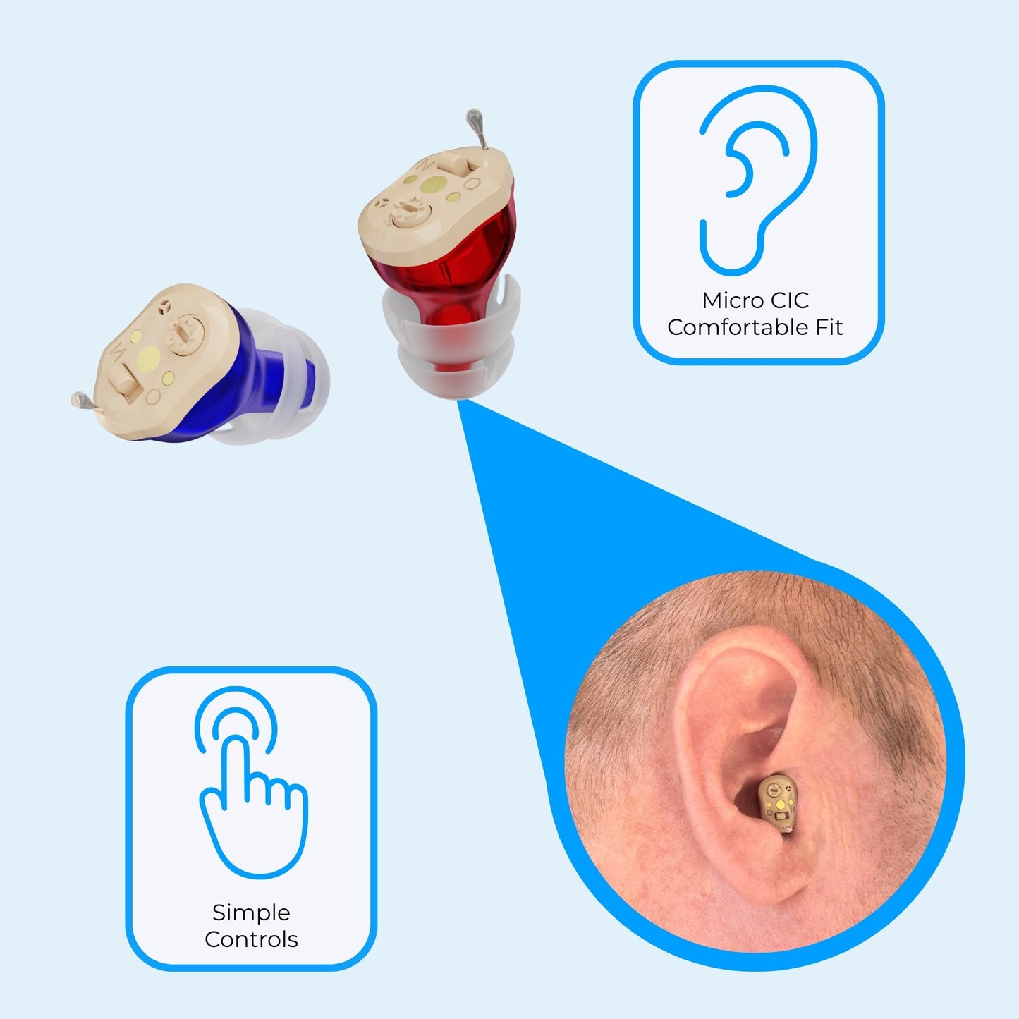 JD Health Techβ’ Clarity CIC Rechargeable Hearing Amplifiers with Digital Display - jdhealthtech