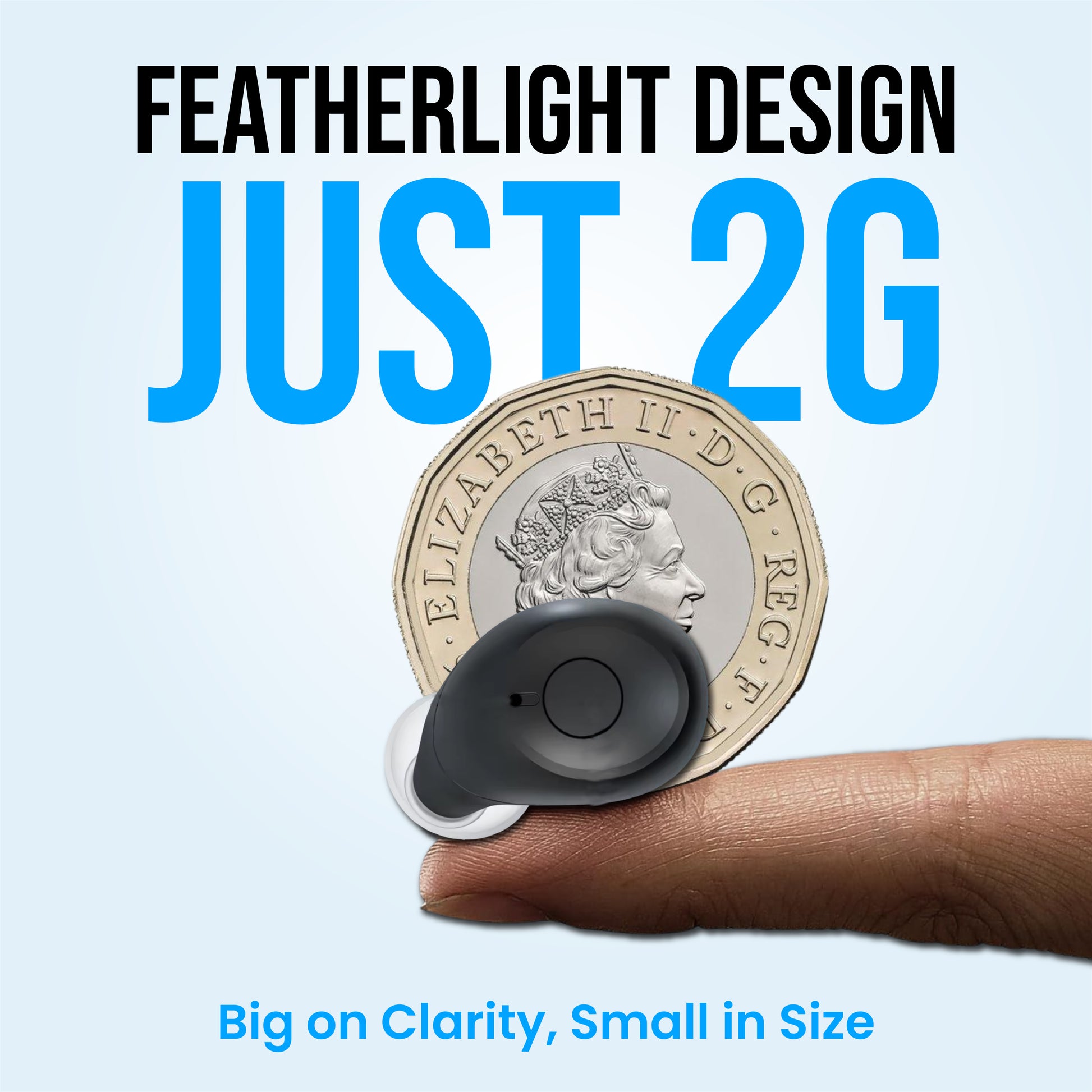 Black wireless Bluetooth hearing amplifiers lightweight infographic