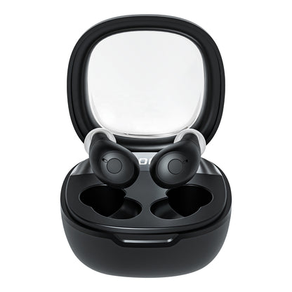 Black wireless Bluetooth hearing amplifiers 2 amplifiers out of the charging case