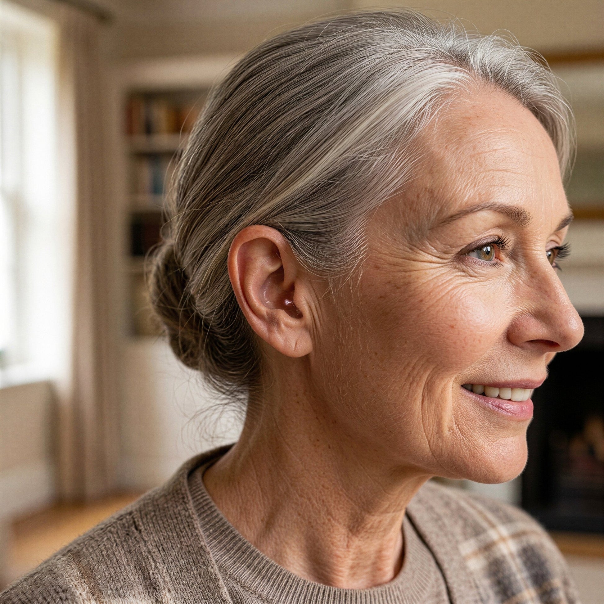 Clarity Pro Micro CIC hearing amplifier worn in ear — discreet completely-in-canal fit