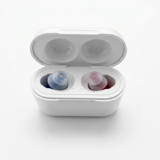 JD Health Tech™ Clarity CIC Rechargeable Hearing Amplifiers (Red & Blue Edition) - (Pair) - jdhealthtech
