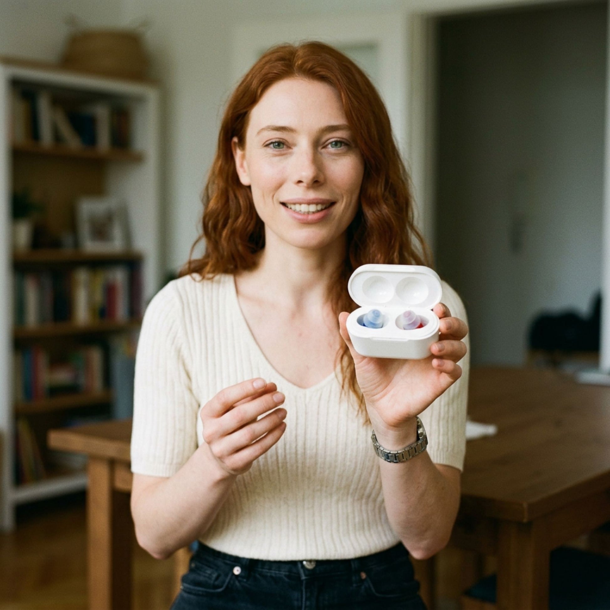 JD Health Tech™ Clarity CIC Rechargeable Hearing Amplifiers (Red & Blue Edition) - (Pair) - jdhealthtech