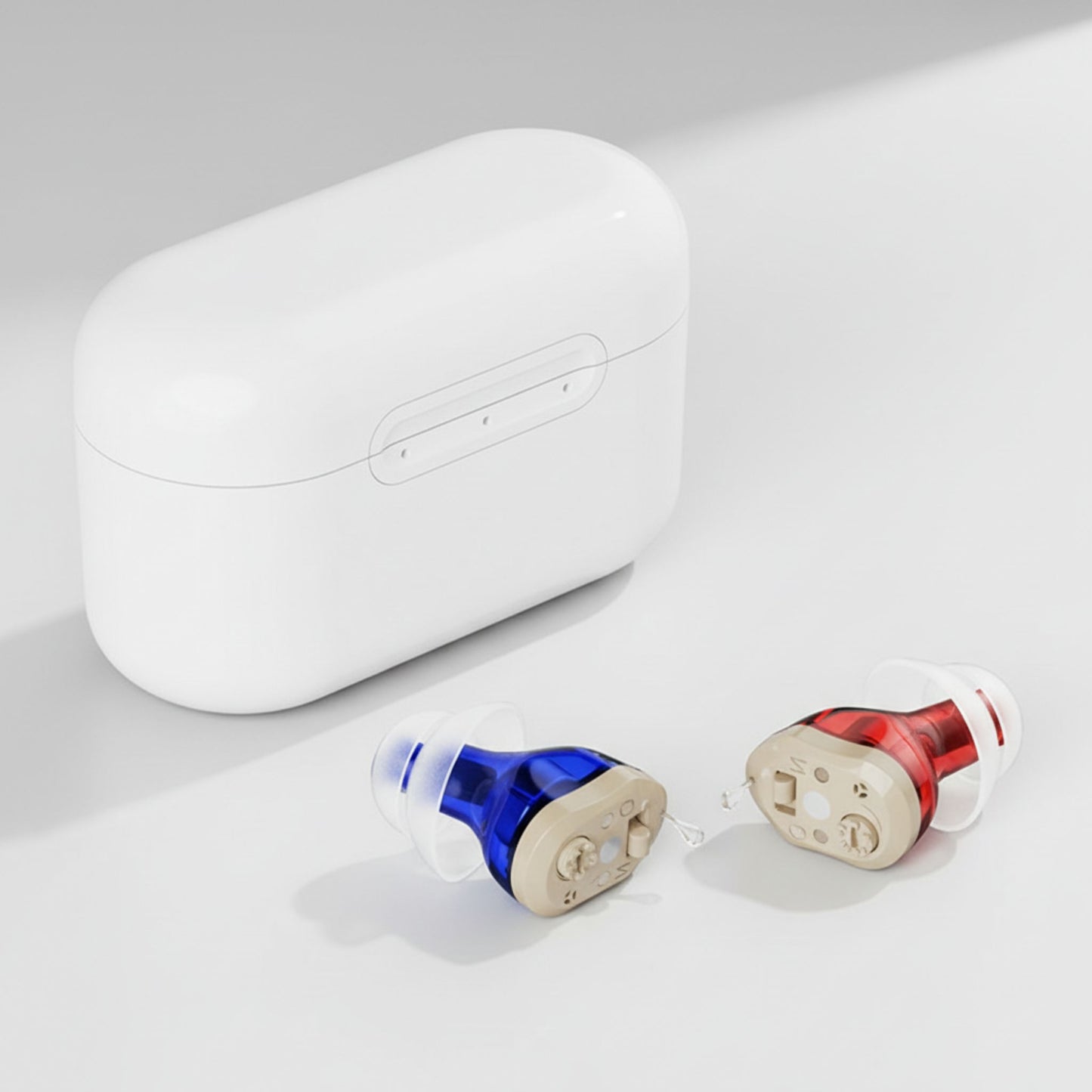 JD Health Tech™ Clarity CIC Rechargeable Hearing Amplifiers (Red & Blue Edition) - (Pair) - jdhealthtech