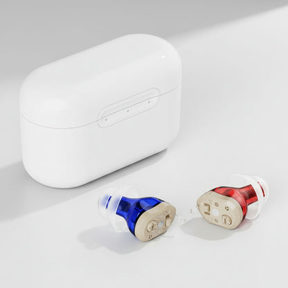 JD Health Tech™ Clarity CIC Rechargeable Hearing Amplifiers (Red & Blue Edition) - (Pair) - jdhealthtech