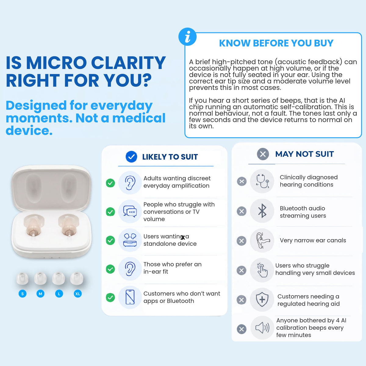 Clarity Micro CIC Rechargeable Hearing Amplifiers (Pair) - jdhealthtech